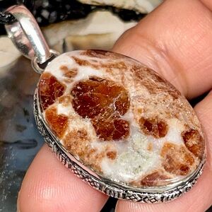 Brown Dotted Garnet in Limestone Pendant 2”